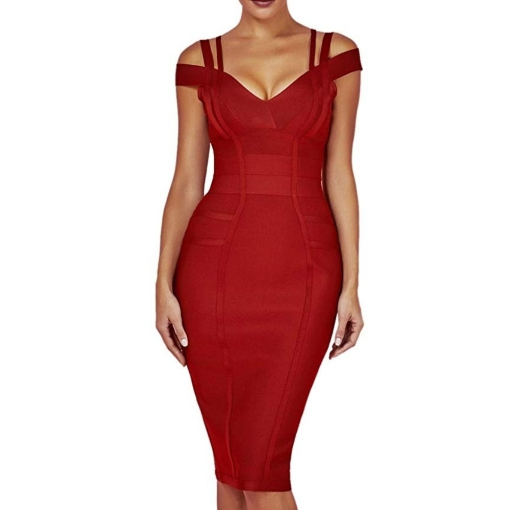Sleeveless midi bandage dress